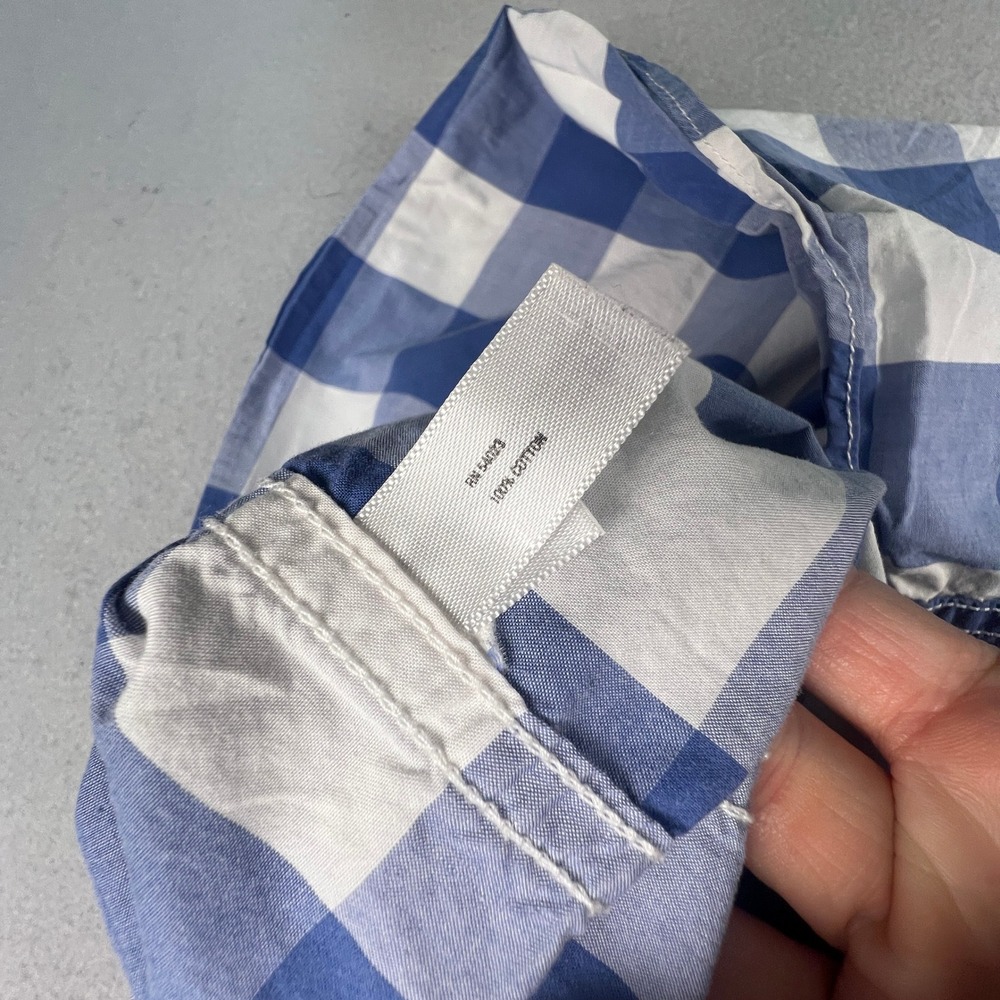 Gap Button Down Shirt Mens Large Blue Buffalo Check Plaid Cotton Casual Classic - Picture 7 of 12